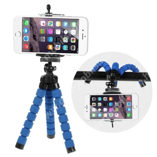 ZTE Racer II Mini TRIPOD állvány - 55-85mm-es bölcsővel, 360 fokban forgatható, flexibilis lábakkal - KÉK