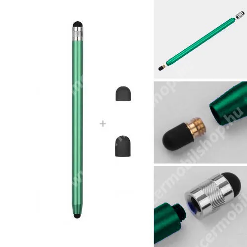 ACER Iconia One 7 B1-730 Érintőképernyő ceruza - kapacitív kijelzőhöz, 14,2cm hosszú, cserélhető tartalék érintőpárnákkal 1db 5mm-es és 1db 7mm-es - ZÖLD