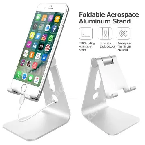 ACER Liquid Z6 Plus UNIVERZÁLIS alumínium asztali tartó / állvány - 270°-ban állítható, kábelvezető kivágás, 72 x 80 x 100 mm - EZÜST