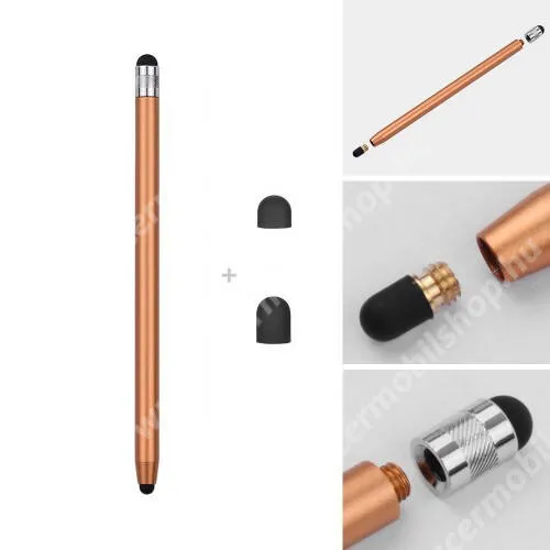 ACER Liquid Z200 Érintőképernyő ceruza - kapacitív kijelzőhöz, 14,2cm hosszú, cserélhető tartalék érintőpárnákkal 1db 5mm-es és 1db 7mm-es - ARANY