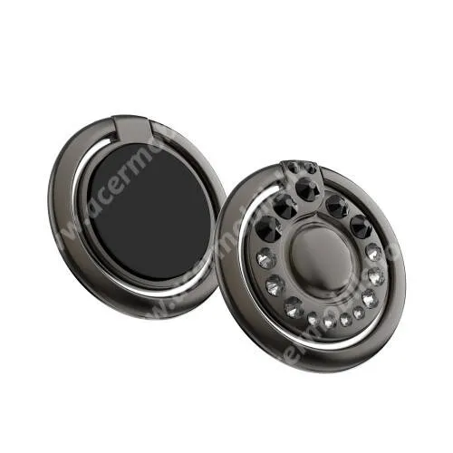 ACER Iconia Tab A500 KINGXBAR fém ujjtámasz, gyűrű tartó - Biztos fogás készülékéhez Swarovski kristályokkal kirakott - FEKETE