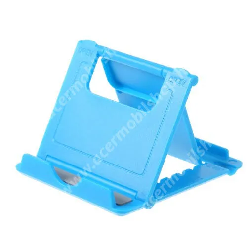 ACER Iconia Smart S300 UNIVERZÁLIS asztali telefon tartó, állvány - 5 állítható szög, összecsukható - VILÁGOSKÉK