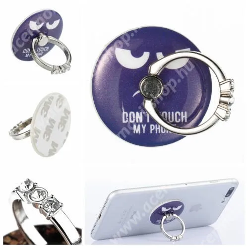 ACER Liquid Z2 UNIVERZÁLIS fém ujjtámasz, gyűrű tartó - Biztos fogás készülékéhez, strasszkővel díszített - Do Not Touch My Phone MINTÁS