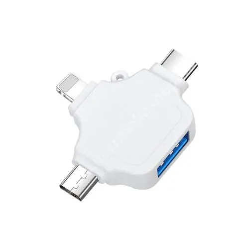ACER Liquid Z3 3 az 1-ben multifunkciós OTG adapter - Type-C, Lighting, microUSB, USB3.0 csatlakozó, OTG funkció, USB stick / pendrive csatlakoztatáshoz - FEHÉR