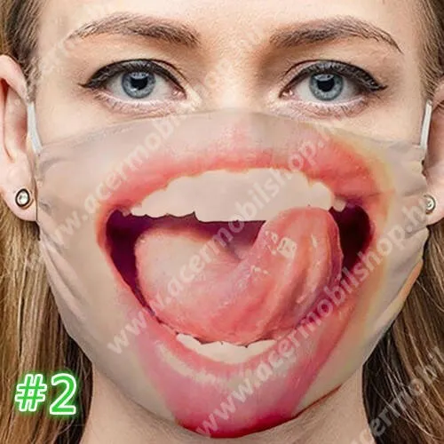 ACER Liquid Metal (mt) Szájmaszk - NŐI SZÁJ / NYELV MINTÁS - bőrbarát pamutból készül, mosható újrafelhasználható, hossza: kb. 20 cm, szélessége: kb. 15 cm