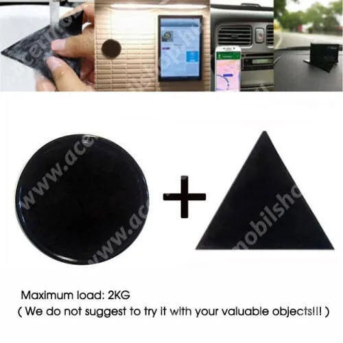 Acer Iconia M10 (M10-11-K1M7) UNIVERZÁLIS Magical Gel csúszásgátló pad gépkocsi műszerfalra / asztalra  - 2db, kör és háromszög alakú 78mm, mosható, maximum 2kg-ig terhelhető! - NANO-PAD tulajdonság - FEKETE