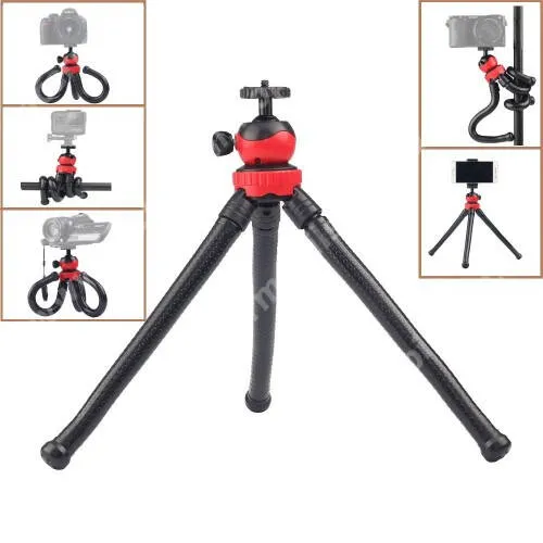ACER Liquid Z3 UNIVERZÁLIS TRIPOD állvány - 1/4"-os rögzítő univerzális csavarral, 360 fokban forgatható, gumírozott flexibilis lábak, GoPro kompatibilis, 55-85mm-ig nyíló bölcsővel - FEKETE