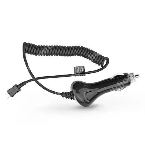  UNIVERZÁLIS szivargyújtós töltő / autós töltő - beépített microUSB spirálkábel, 10W, 5V/2A - FEKETE