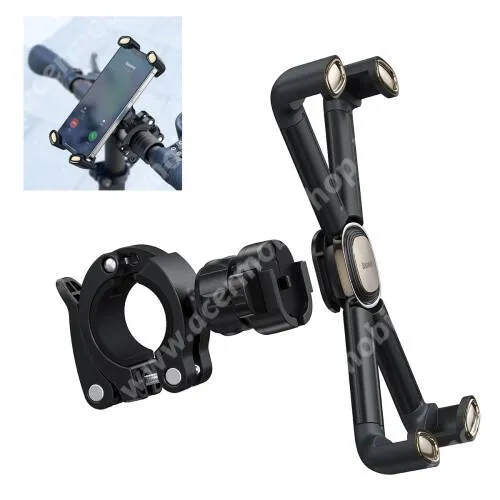 ACER Liquid X2 BASEUS UNIVERZÁLIS motoros / kerékpáros tartó konzol mobiltelefon készülékekhez - kormányra rögzíthető, 22-30mm átmérőjű kormányra alkalmas, gyorskioldós, 360°-ban forgatható, csúszásgátló - FEKETE - GYÁRI