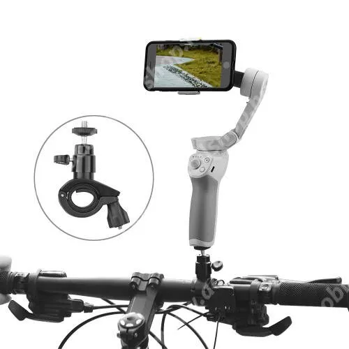 ACER Liquid Z3 UNIVERZÁLIS biciklis / kerékpáros tartó konzol kamerákhoz - FEKETE - 1/4"-os rögzítő univerzális csavarral, 360°-ban forgatható, alumínium, kormányra rögzíthető, GoPro / DJI OSMO kompatibilis, 26 x 92 x 56 mm