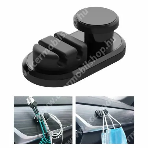 ACER Liquid S1 UNIVERZÁLIS Kábel szervező, kötegelő, kulcstartó, 1db-os, öntapadós - FEKETE