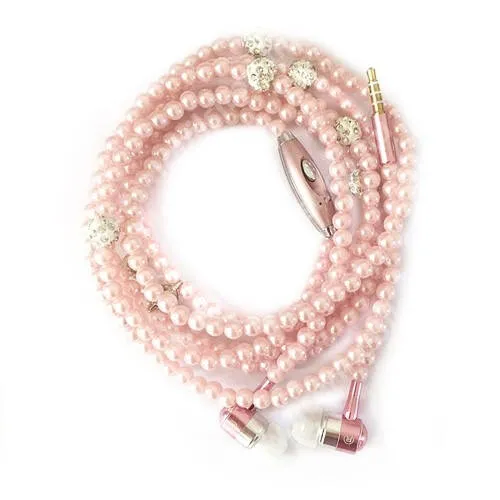 ACER Liquid Z3 UNIVERZÁLIS sztereo headset - 3,5mm Jack, mikrofon, felvevő gomb, mágneses, gyöngyökkel díszített 1,2m-es vezeték - RÓZSASZÍN