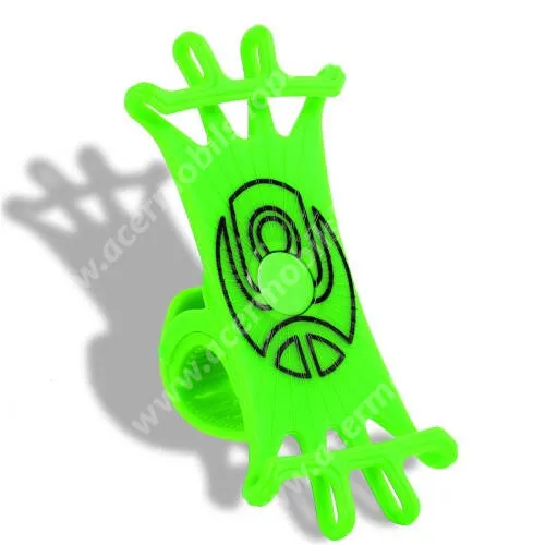 ACER Liquid S1 WEST BIKING UNIVERZÁLIS biciklis / kerékpáros tartó konzol mobiltelefon készülékekhez - ZÖLD - 360°-ban forgatható, kormányra rögzíthető, szilikon, 65mm x 125mm