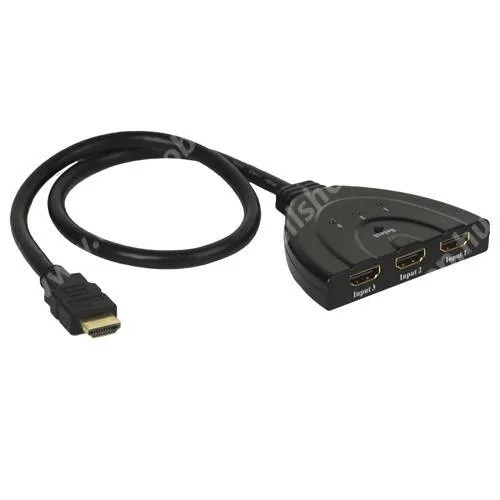 ACER Liquid Z3 HDMI kábel átalakító adapter / HDMI switch, váltó - 3x HDMI készülék csatlakoztatható rá, külön kapcsolhatóak, HDMI1.3b, 1080P, 2.5Gbps, 24K aranyozott csatlakozó, 12bit Deep Color, 3x HDMI bemenet / 1x HDMI kimenet - FEKETE