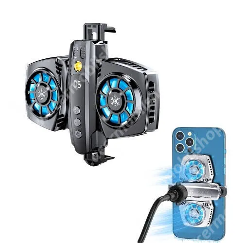 ACER Liquid Z530S UNIVERZÁLIS telefonhűtő - Dupla ventilátor, Type-C bement, USB kiment, univerzális 1/4"-es csatlakozó, állítható fokozat, RGB LED, gömbfej adapterrel, 66-90mm-ig nyíló bölcső - SÖTÉTSZÜRKE