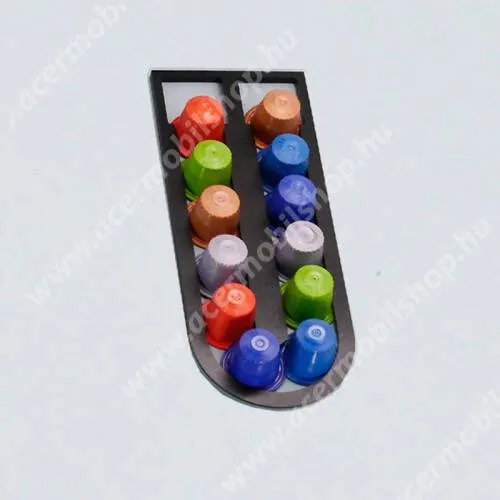 Acer Iconia V12 (V12-11M) NESPRESSO KÁVÉKAPSZULA TARTÓ - 12db kapszula tárolására alkalmas, falra ragasztható, műanyag, 240 x 94mm - FEKETE