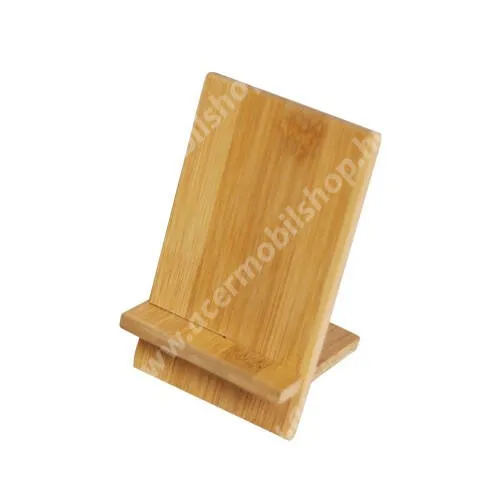 Acer Liquid E3 E380 UNIVERZÁLIS asztali telefon tartó, állvány - bambuszfából készült, 2 részből áll, 140 x 80 x 70mm - BARNA