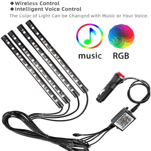 ACER Liquid Z3 UNIVERZÁLIS autós LED lábtér világítás szett - RGB LED szalag, állítható fényerő és szín, alkalmazással vezérlehető, öntapadós rögzítés, szivargyújtóról működtethető, hátsó ülésekre is!, zene ütemére világít, effektek, IP65 vízállóság