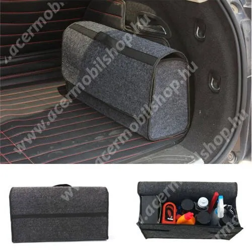 ACER Liquid Z3 UNIVERZÁLIS autós tároló táska / rendszerező - szövet, hordozható, alkalmas minden autóhoz, tépőzáras rögzítés, 50 x 15 x 23 cm - FEKETE