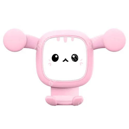 Acer Super ZX UNIVERZÁLIS Gravity autós / gépkocsi tartó - szellőzőrácsra rögzíthető, cica mintás, 4.7-7"-os készülékekhez - RÓZSASZÍN