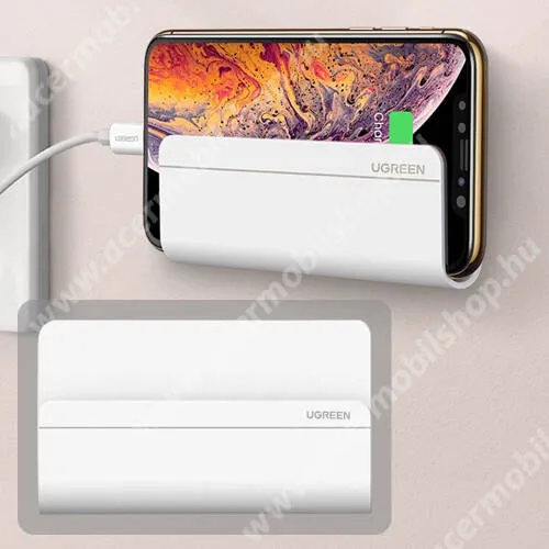 ACER Liquid S1 UGREEN UNIVERZÁLIS falra rögzíthető telefon tartó / kábel rendező - csúszásgátló betét, kábel rendező, műanyag, csak sima, nem texturált felületeken használja! - FEHÉR - 117mm x 69mm x 14mm