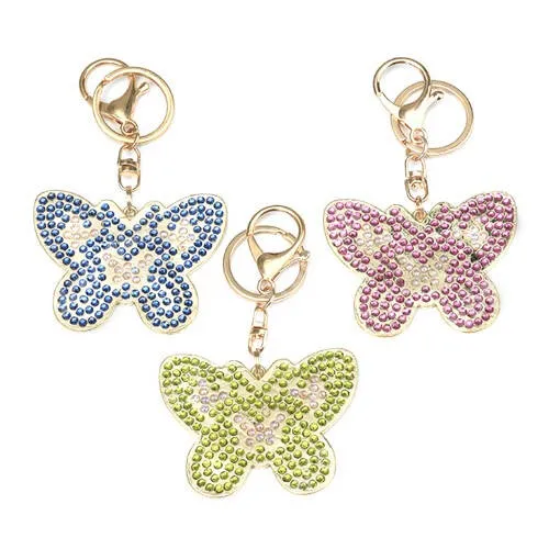 ACER Iconia Smart S300 PILLANGÓ FORMÁJÚ KULCSTARTÓ - 3db-os készlet, rozsdamentes acél, strasszkővel díszíthető, kézzel kell díszíteni, 70 x 55mm - ARANY