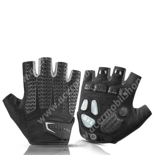 ACER Liquid Z3 ROCKBROS S169B egy pár félujjas kerékpáros kesztyű - FEKETE / SZÜRKE - XXL méret (10-12cm tenyérátmérőig), légáteresztő, csúszásgátló, szilikon, Lycra, mikroszálas szövet és bársony anyagból - GYÁRI