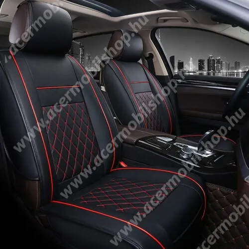 Acer Liquid E3 E380 UNIVERZÁLIS Autós üléshuzat - 1db, PU bőr, cseppálló, könnyen tisztítható, alkalmas a legtöbb autósüléshez, 1520 x 530mm - FEKETE / PIROS