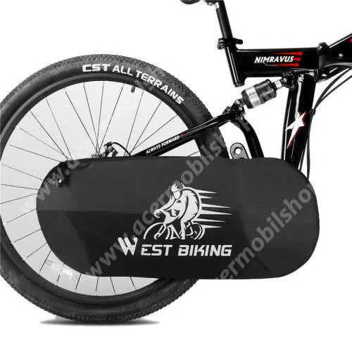 ACER Liquid Z3 WEST BIKING UNIVERZÁLIS biciklis lánc / lánckerék burkolat - vízálló, cipzáras, patent, fényvisszaverő, 68.5cm x 30.5cm - FEKETE
