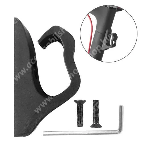 ACER Liquid Z3 Xiaomi Mijia M365 / M365 Pro elektromos rollerhez kampós karos akasztó - könnyen felszerelhető, nem befolyásolja a roller összecsukását, teherbírása 50kg, csavarral és csavarkulccsal, 58 x 35 x 30mm - FEKETE