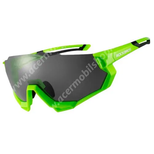 ACER Liquid Z3 ROCKBROS 10133 kerékpáros polarizált fotokróm sportszemüveg - polarizált lencse, fényre sötétedő lencsével, 5db gyorsan cserélhető lencsével, UV védelemmel, ultrakönnyű keret, cipzáros tartóval - ZÖLD - GYÁRI