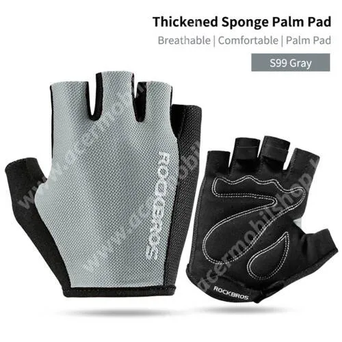 ACER Liquid Z3 ROCKBROS egy pár félujjas kerékpáros kesztyű - FEKETE / SZÜRKE - XL-es méret (90 - 100mm tenyérátmérőig), légáteresztő, csúszásgátló, szilikon, Lycra, mikroszálas szövet és bársony anyagból - GYÁRI