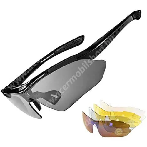 ACER Liquid Z3 ROCKBROS kerékpáros polarizált fotokróm sportszemüveg - fényre sötétedő polarizált lencse, szélálló, 5db cserélhető lencse, UV400 védelemmel, állítható orrpárna, rövidlátás kerettel (lencse nem tartozék) - FEKETE - GYÁRI