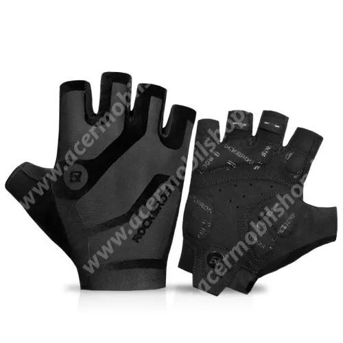 ACER Liquid Z3 ROCKBROS S196 egy pár félujjas kerékpáros kesztyű - FEKETE - M-es méret (75 - 80mm tenyérátmérőig), légáteresztő, csúszásgátló, mikroszálas szövet és bársony anyagból - GYÁRI