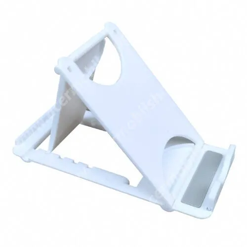 ACER Liquid Z320 UNIVERZÁLIS asztali telefon tartó, állvány - ABS műanyag, 6 állítható dőlésszög, összecsukható, csúszásgátló, 100 x 50 x 60mm - FEHÉR