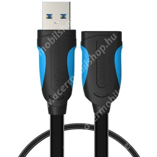 ACER Liquid S1 VENTION USB-A APA / USB-A ANYA hosszabbító kábel - USB 3.0 ANYA / USB 3.0 APA csatlakozó, 1m hosszú lapos kábel, 5Gbps adatátviteli sebesség - FEKETE - VAS-A13-B100 - GYÁRI