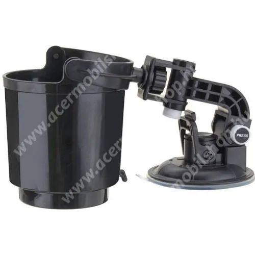 ACER Liquid S1 UNIVERZÁLIS autós pohártartó állvány - tapadókorongos / szélvédőre helyezhető, forgatható, belső átmérője 85mm - FEKETE