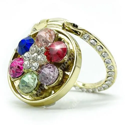 ACER Liquid S1 UNIVERZÁLIS fém ujjtámasz, gyűrű tartó - Biztos fogás készülékéhez, kitámasztható, strasszkővel díszített - ARANY VIRÁG MINTÁS