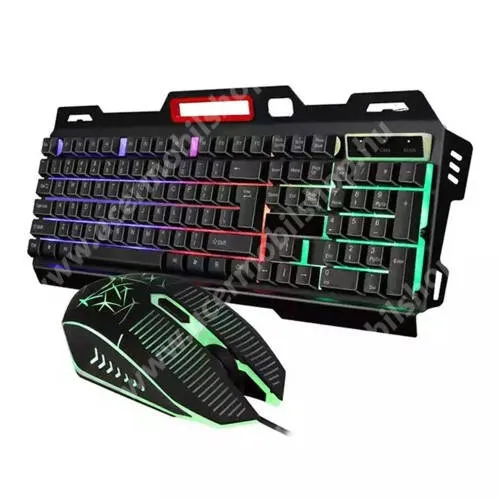 ACER Liquid S1 UNIVERZÁLIS gamer szett optikai egér + billentyűzet - USB vezetékes, 104 gombos alumínium RGB világítós USB billentyűzet, telefontartóval, világítós USB egér,  ANGOL KIOSZTÁSÚ! - FEKETE