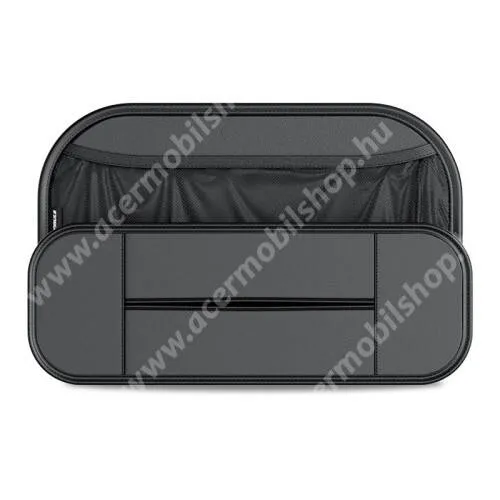ACER Liquid Z3 UNIVERZÁLIS Autóülésre rögzíthető több rekeszes tároló / rendszerező - PU bőr, több rekeszes rendszerező, gumis hálós zseb, könnyen felrögzíthető, zsebkendő tartó, cseppálló - FEKETE