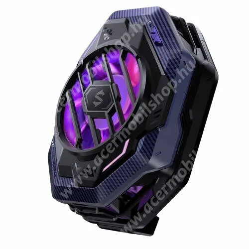 ACER Liquid Z530S BLACK SHARK Fun Cooler 3 Pro UNIVERZÁLIS telefonhűtő - 20W, Type-C aljzat, 7 lapátos ventilátor, hűtőborda, shark arsenalal állítható, függőleges légcsatorna kialakítás, 67-88mm-ig nyíló bölcső, RGB LED világítás - FEKETE - GYÁRI
