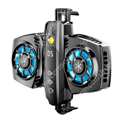 ACER Liquid Z530S UNIVERZÁLIS K4 telefonhűtő - 2 ventilátor, RGB világítás, 66-90mm-ig nyíló bölcső, univerzális 1/4"-os csatlakozó, állítható fokozat, gömbfej befogadó adapter, digitális kijelző, Type-C bemenet, USB kimenet - FEKETE