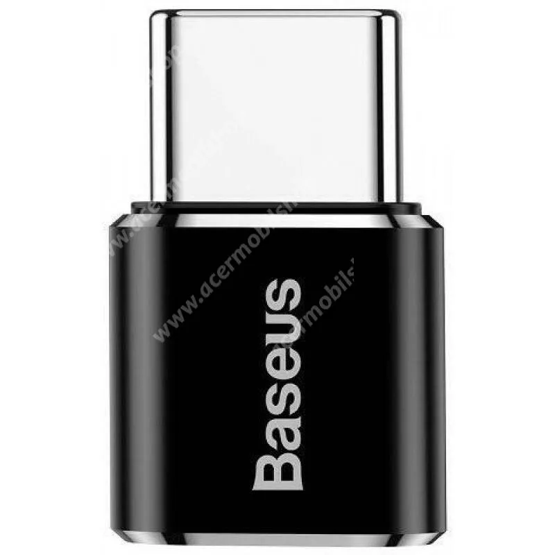 ACER Liquid Z3 BASEUS adapter - FEKETE - microUSB aljzat / Type-C, 2.4A, OTG, adatátvitel és töltés - CAMOTG-01 - GYÁRI