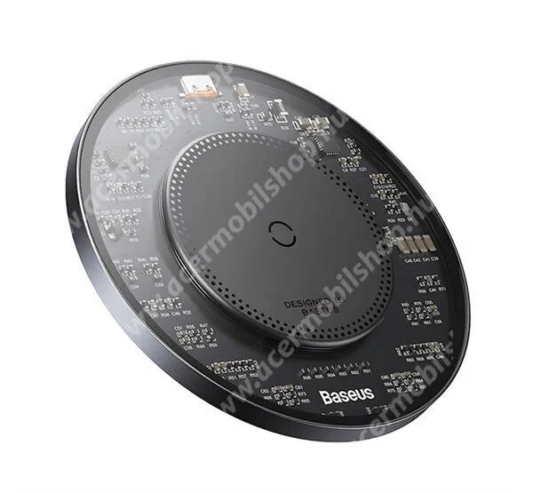 ACER Liquid S1 BASEUS SIMPLE 2 asztali töltő - gyorstöltés, 15W vezeték nélküli töltés, Apple Magsafe kompatibilis + Type-C kábel - FEKETE - CCJJ050001 - GYÁRI