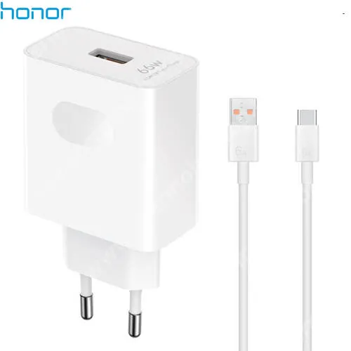  HONOR hálózati töltő - FEHÉR - 1 x USB aljzat, 66W, HUAWEI SuperCharge (SCP A, SCP B), QC gyorstöltés támogatás + 1m USB / Type-C kábel - HN-110600E00 - GYÁRI