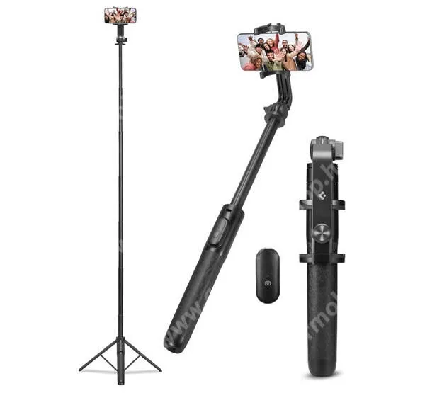 ACER Liquid S1 SPIGEN S560W UNIVERZÁLIS teleszkópos selfie bot és tripod állvány - levehető BLUETOOTH KIOLDÓVAL, asztali tartó funkciós bölcső, 162cm magas, 190°-ban forgatható - FEKETE - AMP05813 - GYÁRI