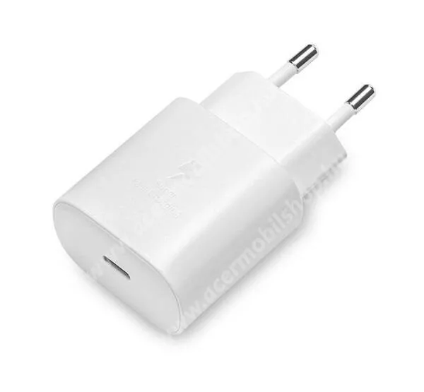  SAMSUNG hálózati töltő - Type-C aljzattal, 25W, PD gyorstöltés támogatás, KÁBEL NÉLKÜL! - FEHÉR - EP-TA800XWEGWW - GYÁRI