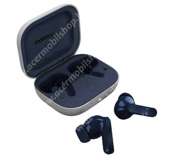  MOTOROLA BUDS bluetooth fülhallgató - SÖTÉTKÉK - Sztereo, v5.3, TWS, mikrofon, aktív zajszűrő, vízálló + töltőtok - PG38C05748 - GYÁRI