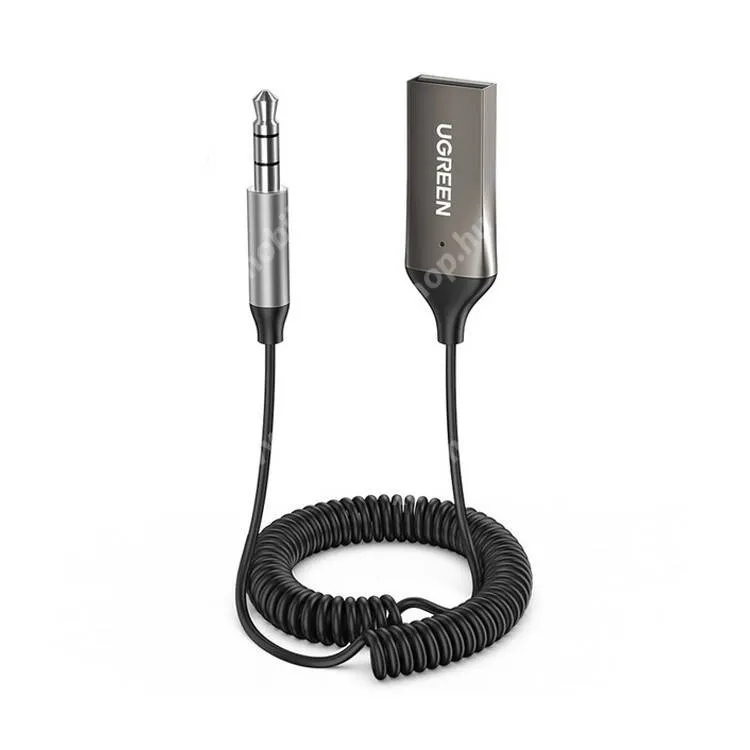 ACER Liquid Z3 UGREEN bluetooth audió adapter - USB aljzat, v5.0, 3,5mm jack, 1,2m hosszú, AUX, spirálkábel - FEKETE - 70601 CM309 - GYÁRI