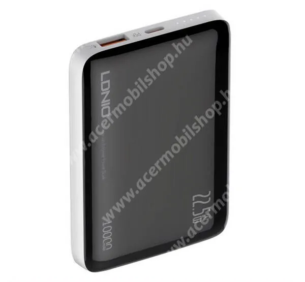  LDNIO vésztöltő, Hordozható töltő, Powerbank, 1x USB és 1x Type-C aljzat, 10000mAh, 22.5W, 3A, PD gyorstöltés támogatás, LED jelzés, Fekete